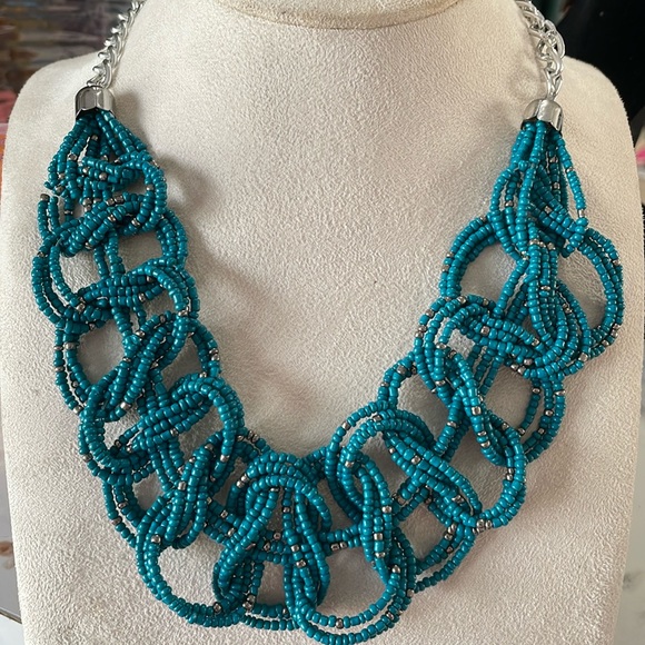 Vintage Beaded Braided Knot Statement Necklace - Picture 1 of 2